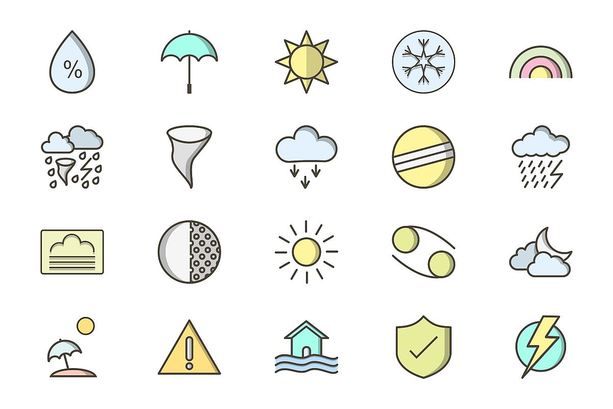 Set Of Weather And Season Icons example image 1