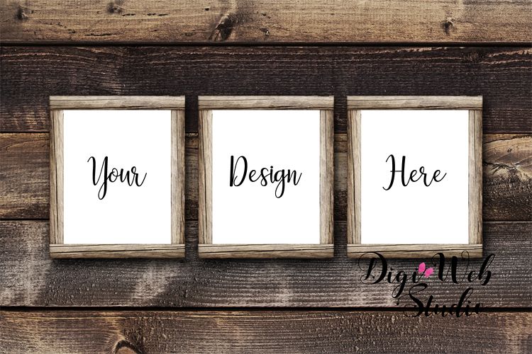 3 Wood Signs Mockup Frames On Rustic 3 Wood Signs Mockup Frames On Rustic