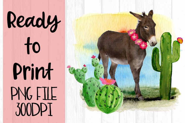 Donkey in Cactus Ready to Print example image 1