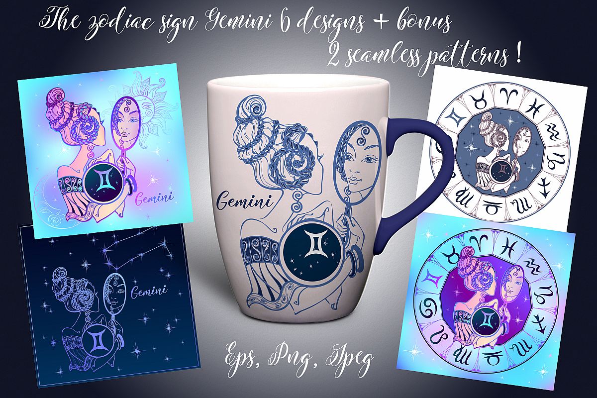 Gemini zodiac sign. Female image. example image 1