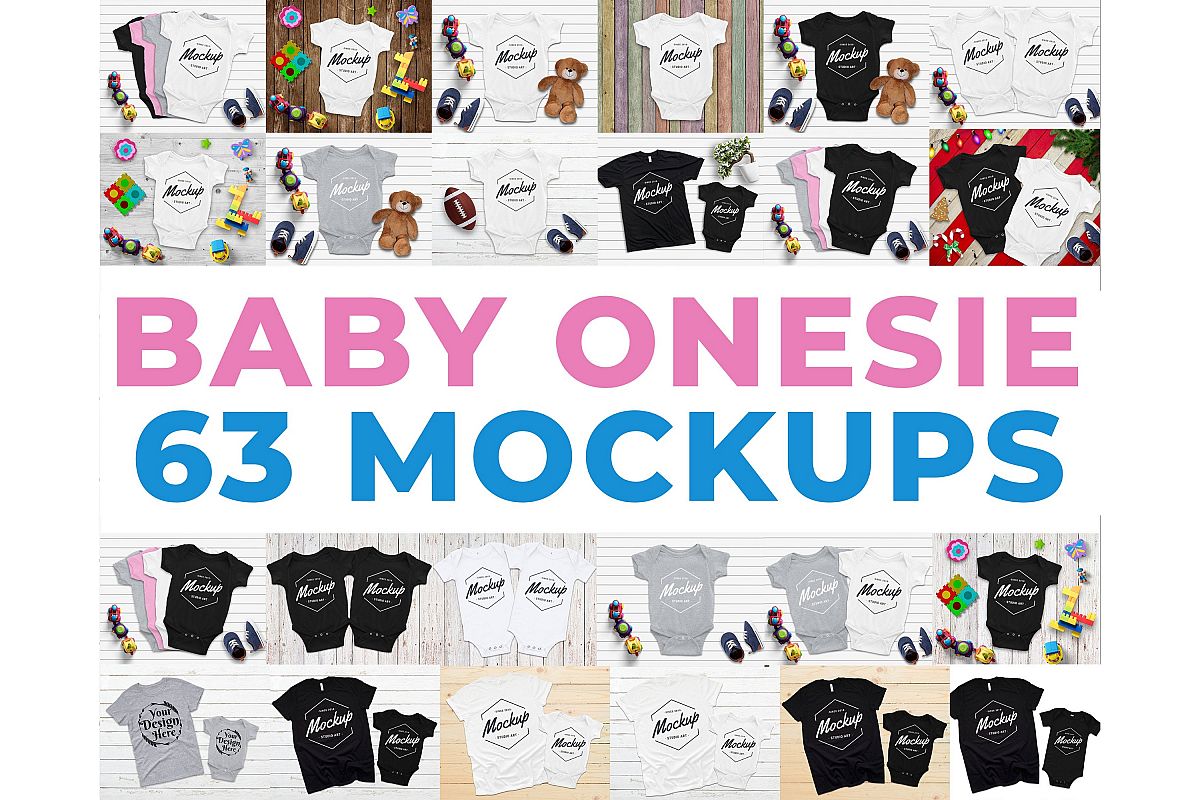 63 Baby Onesie Mockups, Kids mockup Bodysuit example image 1