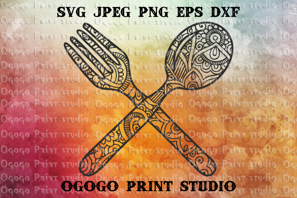 Kitchen svg, Kitchen utensils SVG, Zentangle SVG,Mandala svg example image 1