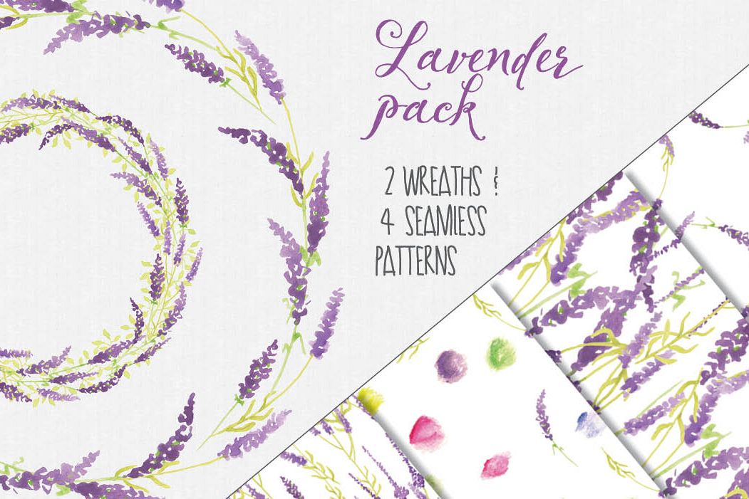 Watercolor clip art in Lavender example image 1