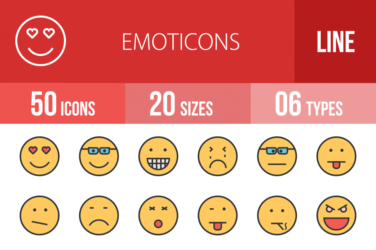 50 Emoticons Linear Multicolor Icons example image 1