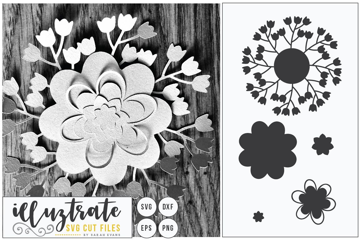 Paper Cut Flower, 3D Flower SVG Cut, Paper Flower Design example image 1