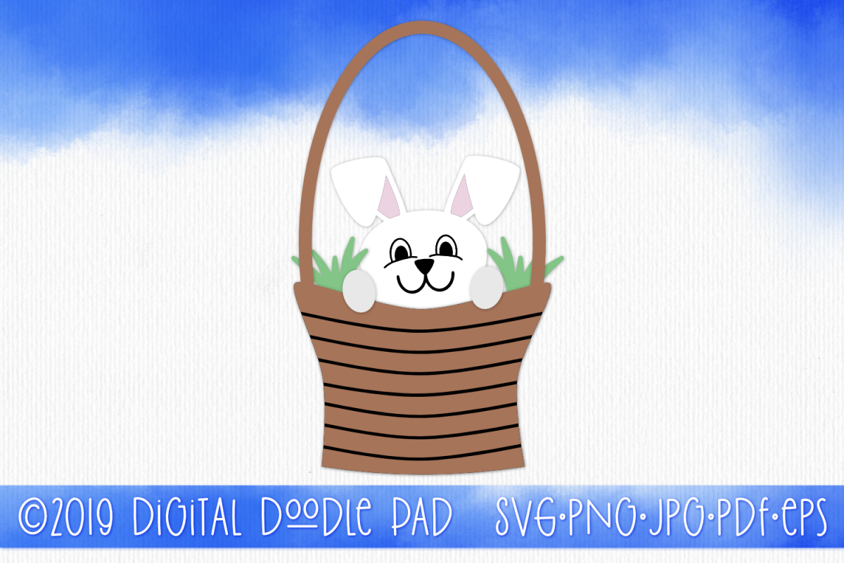 Easter Bunny Rabbit In a Basket SVG example image 1