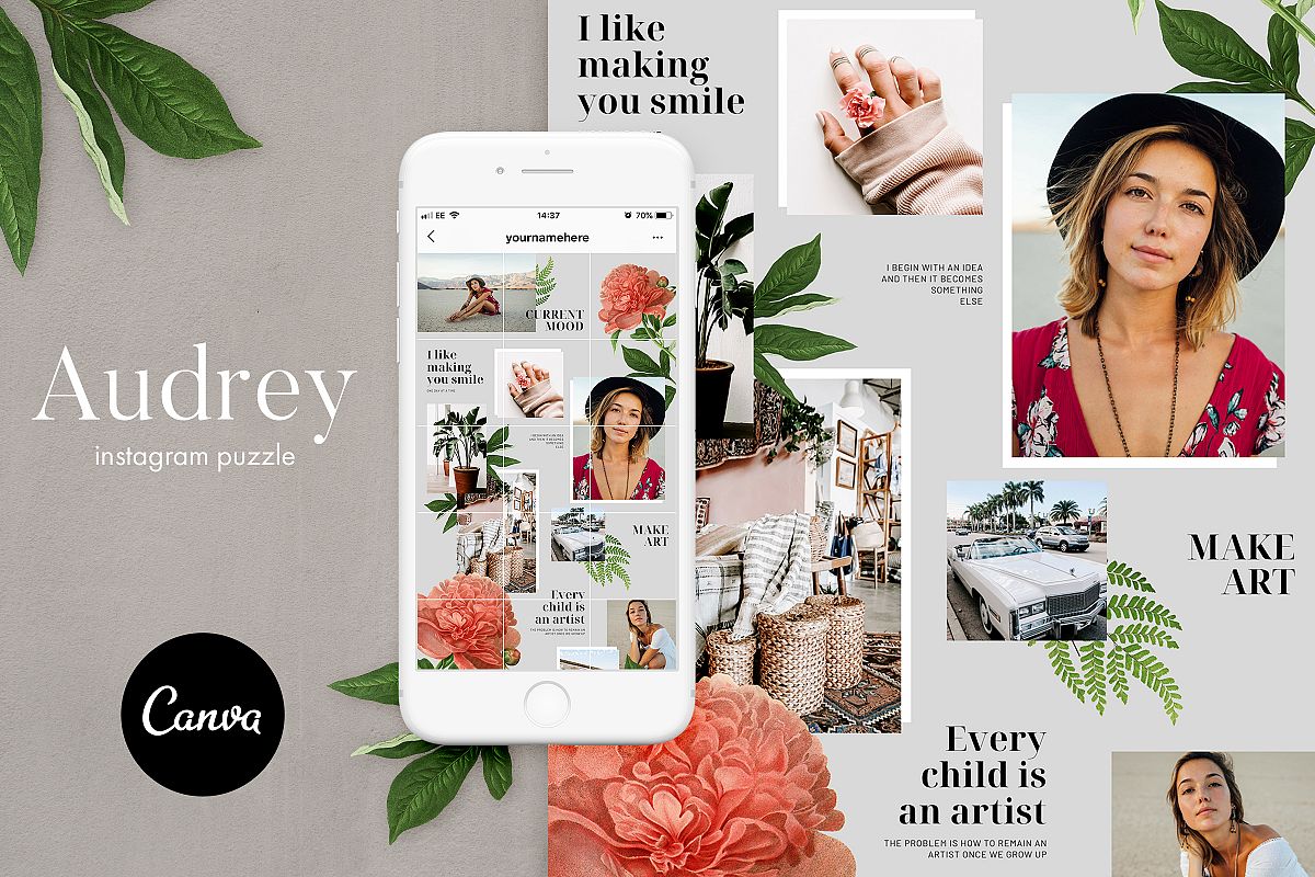 Instagram puzzle template for Canva example image 1