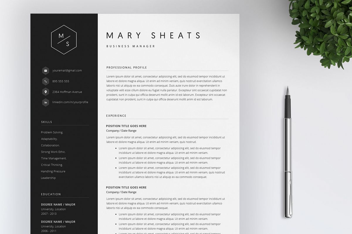Resume Template and Cover Letter / 4 Pages example image 1
