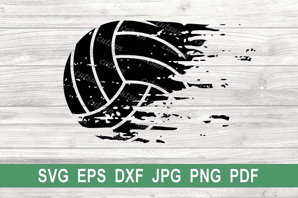 Volleyball Distressed SVG | Volleyball Brushstroke SVG
