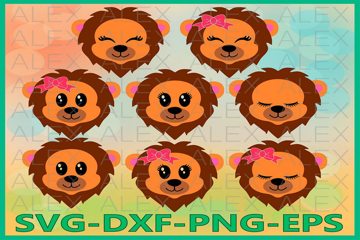 Lion Svg Files, Lion face svg, Lion Eyelashes, Safari svg (225707