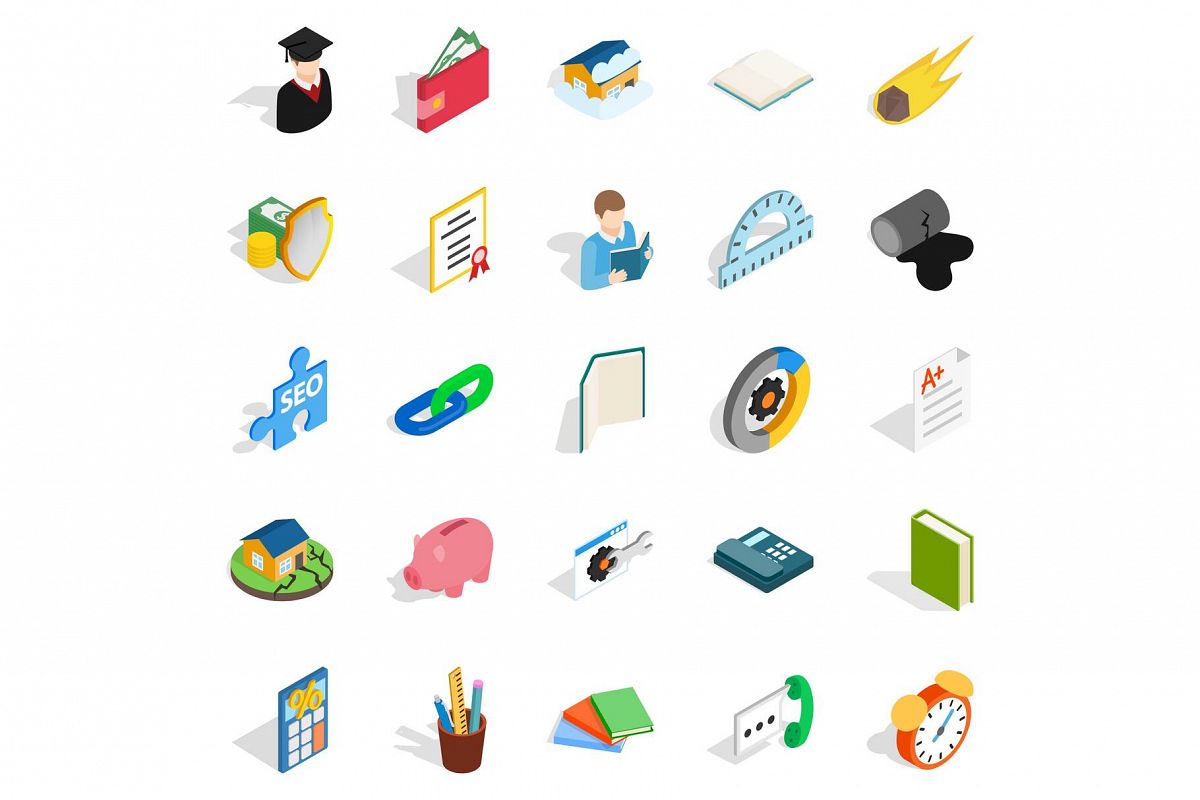 Chemistry icons set, isometric style example image 1