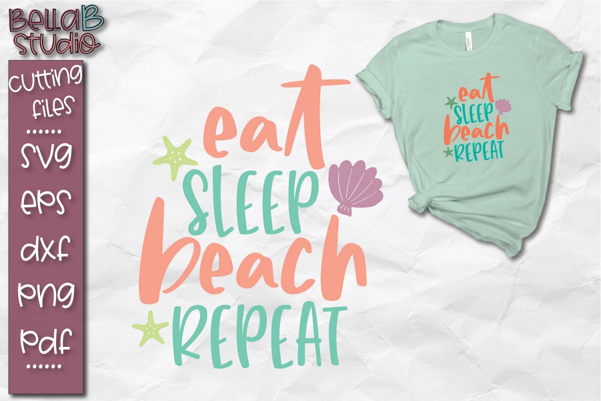 Eat Sleep Beach Repeat SVG, Summer SVG, Beach SVG (270877) | SVGs