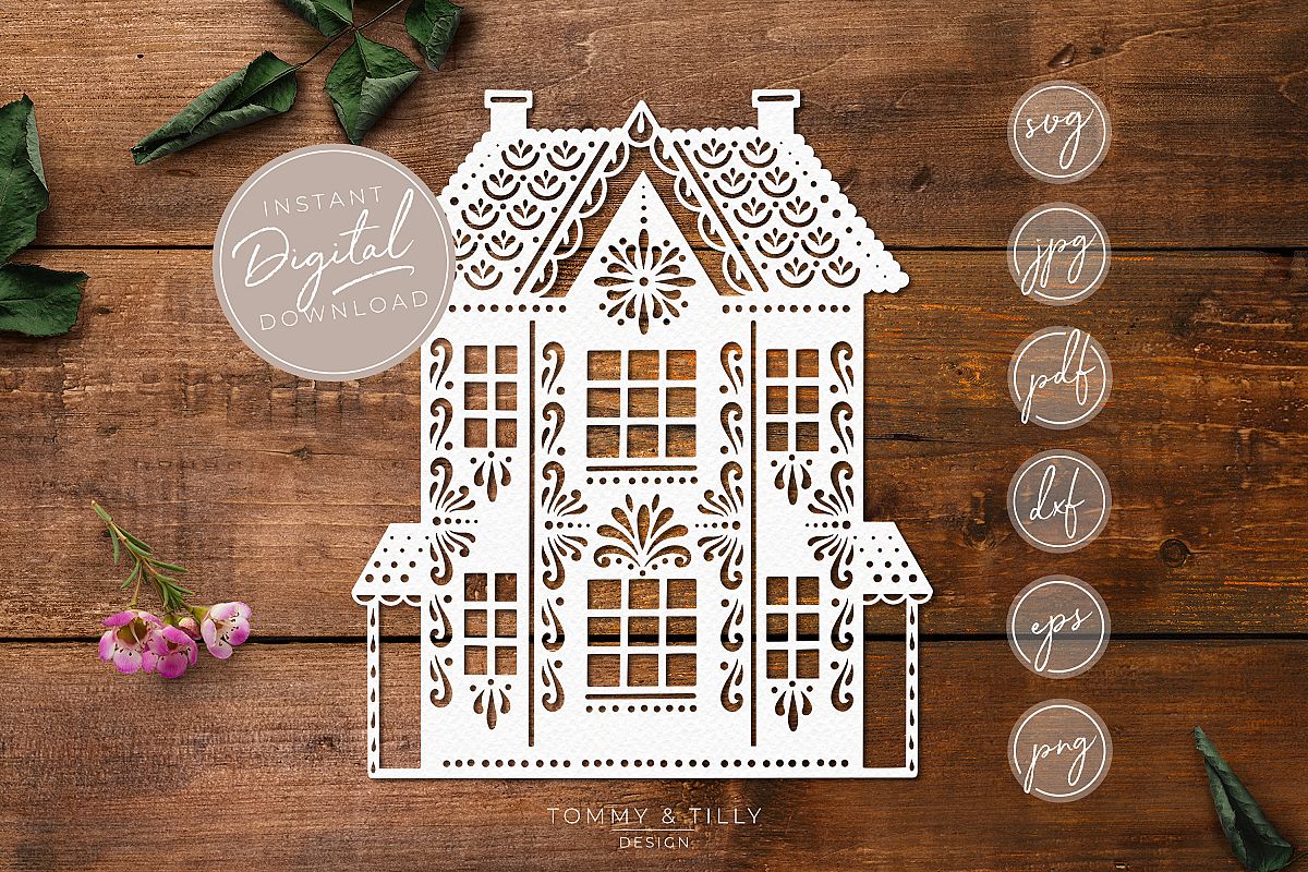 Intricate House No.1 - SVG EPS DXF PNG PDF JPG Cut File example image 1