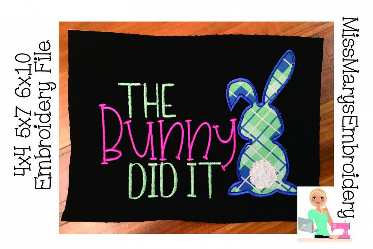 The Bunny Did It Applique Embroidery example image 1