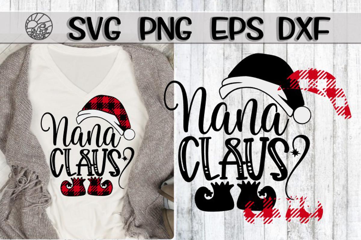Nana Claus . Buffalo Plaid - SVG PNG EPS DXF example image 1