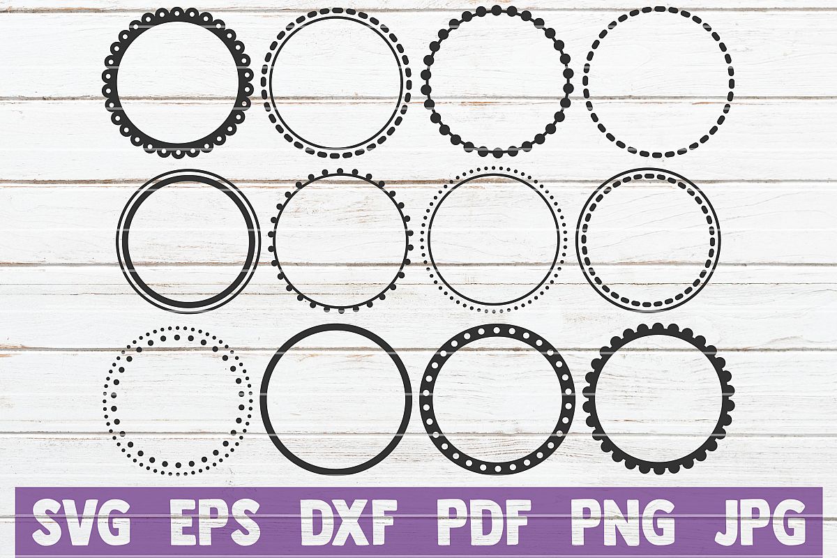 Download 12 Round Dotted Monogram Frames SVG Cut Files