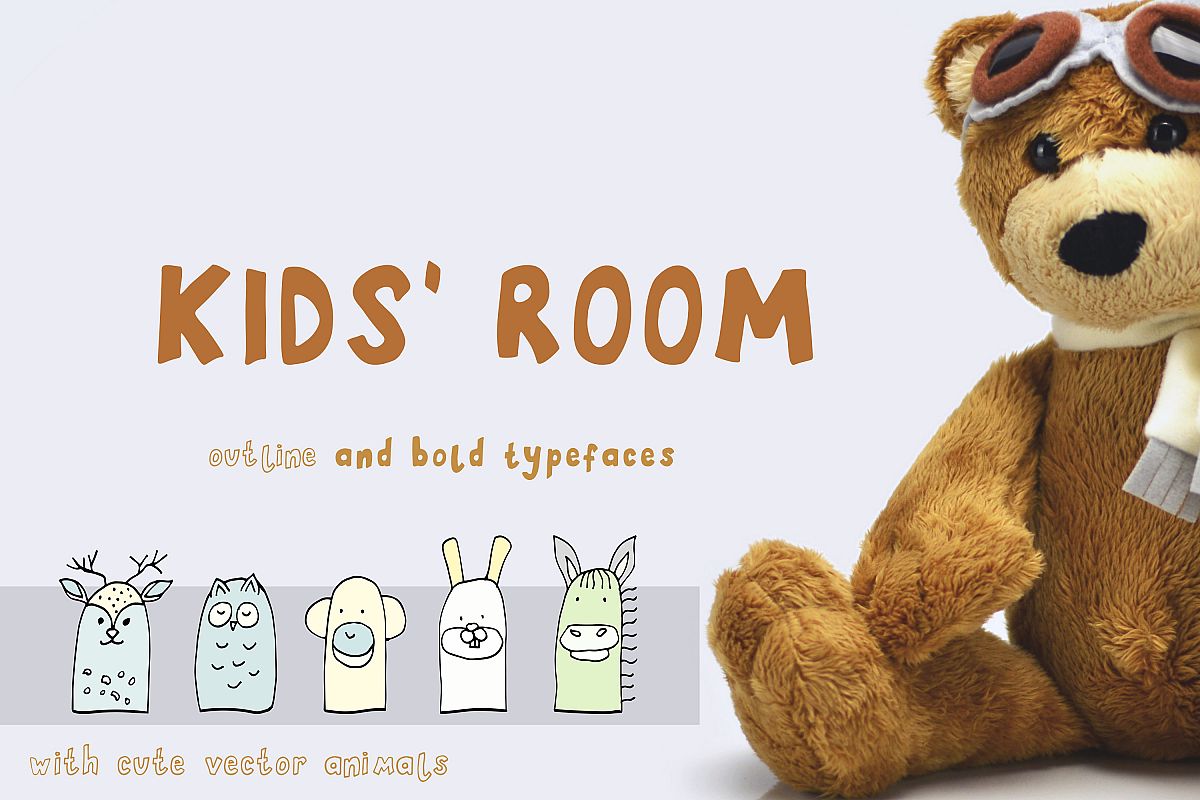 Kids' Room typeface with Outline and Solid versions example image 1
