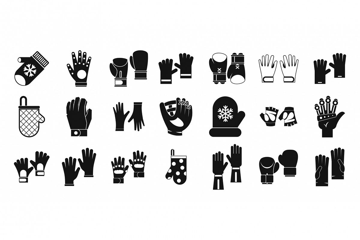 Gloves icon set, simple style example image 1