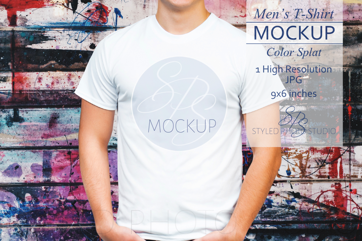 Mens tShirt Mockup Color Splat 3.2 Aspect Ratio example image 1