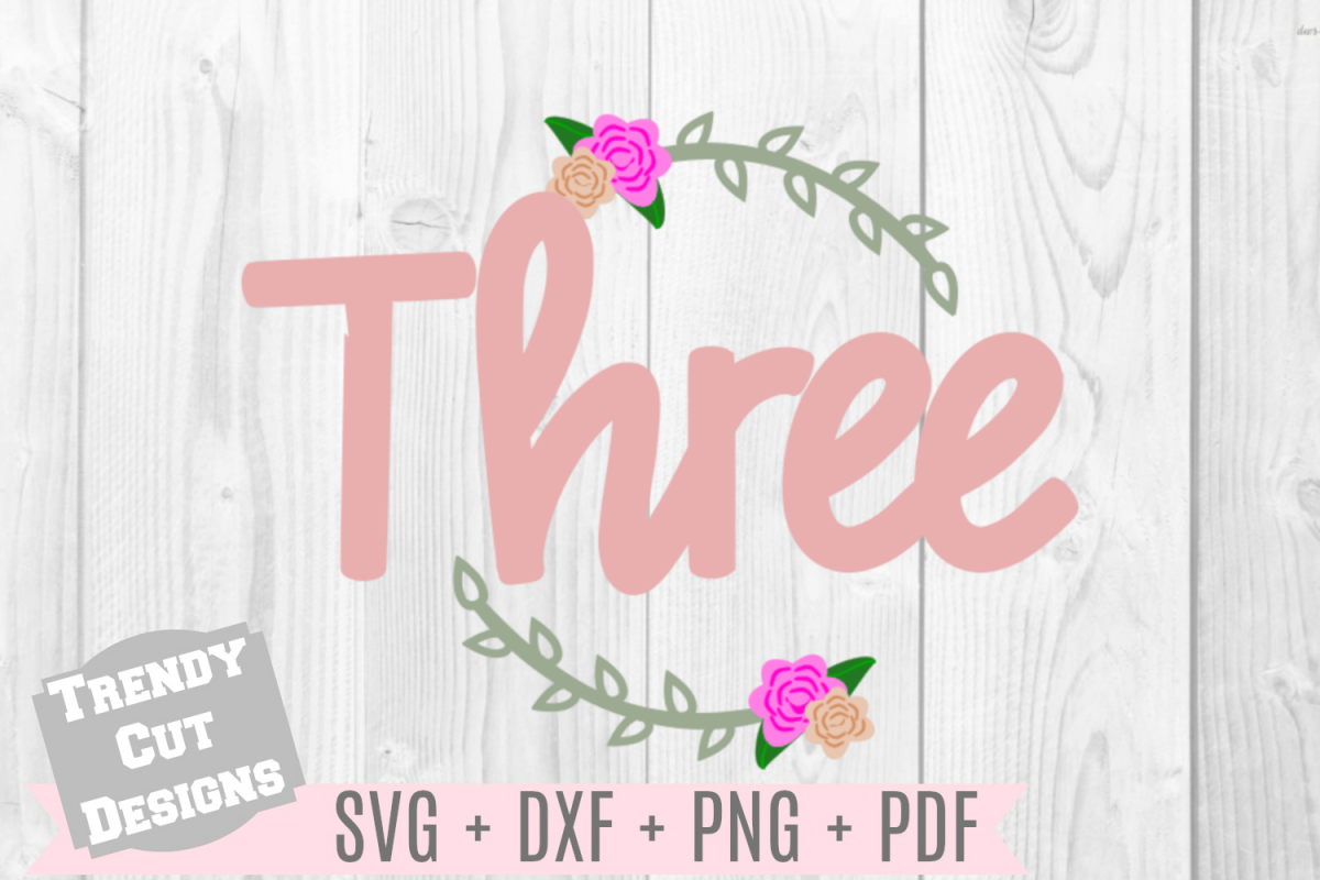 Three Flower Wreath Birthday SVG example image 1