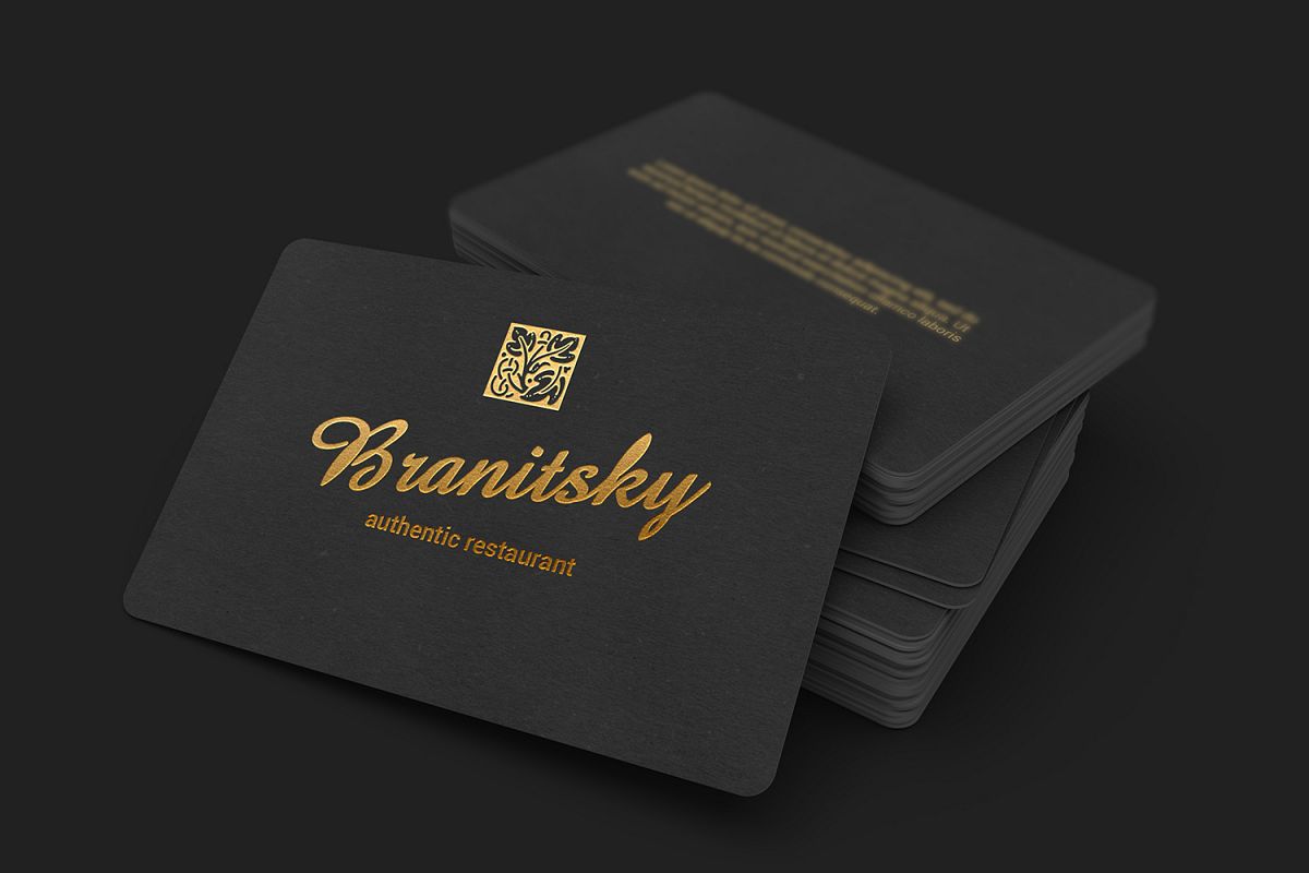Download 85x55 Black Business Card With Rounded Corners Mockups (138019) | Products | Design Bundles