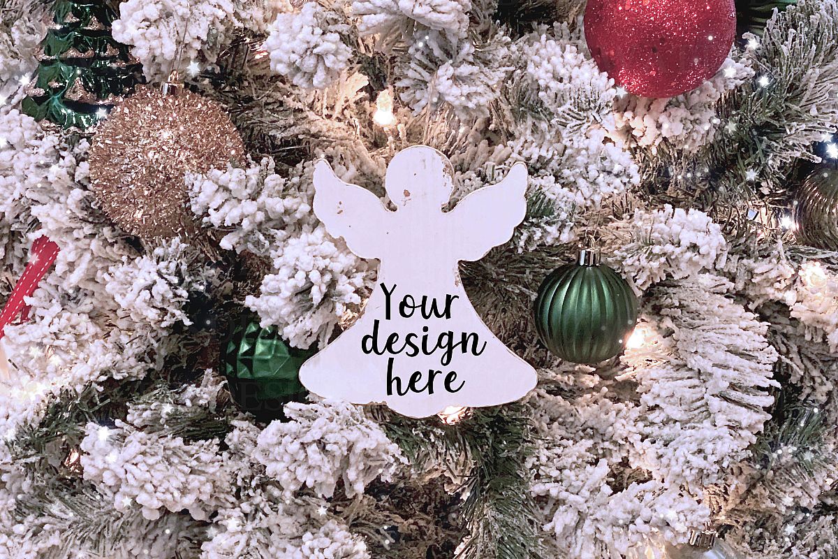 Angel Christmas Tree Distressed Ornament Mock-Up Photo JPG example image 1
