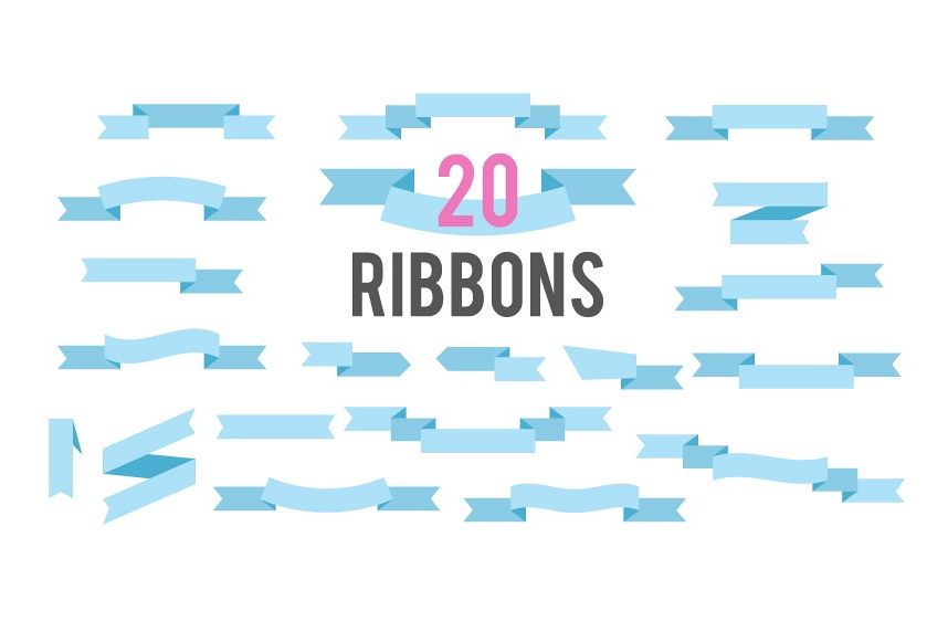 Flat Ribbons Vector Banners Isolated On White Background example image 1