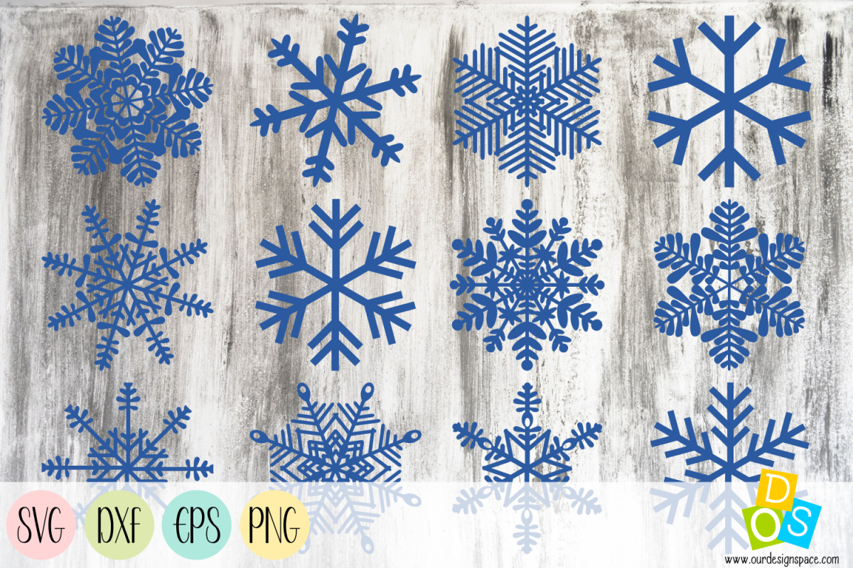 Snowflakes SVG, DXF, EPS and PNG files example image 1