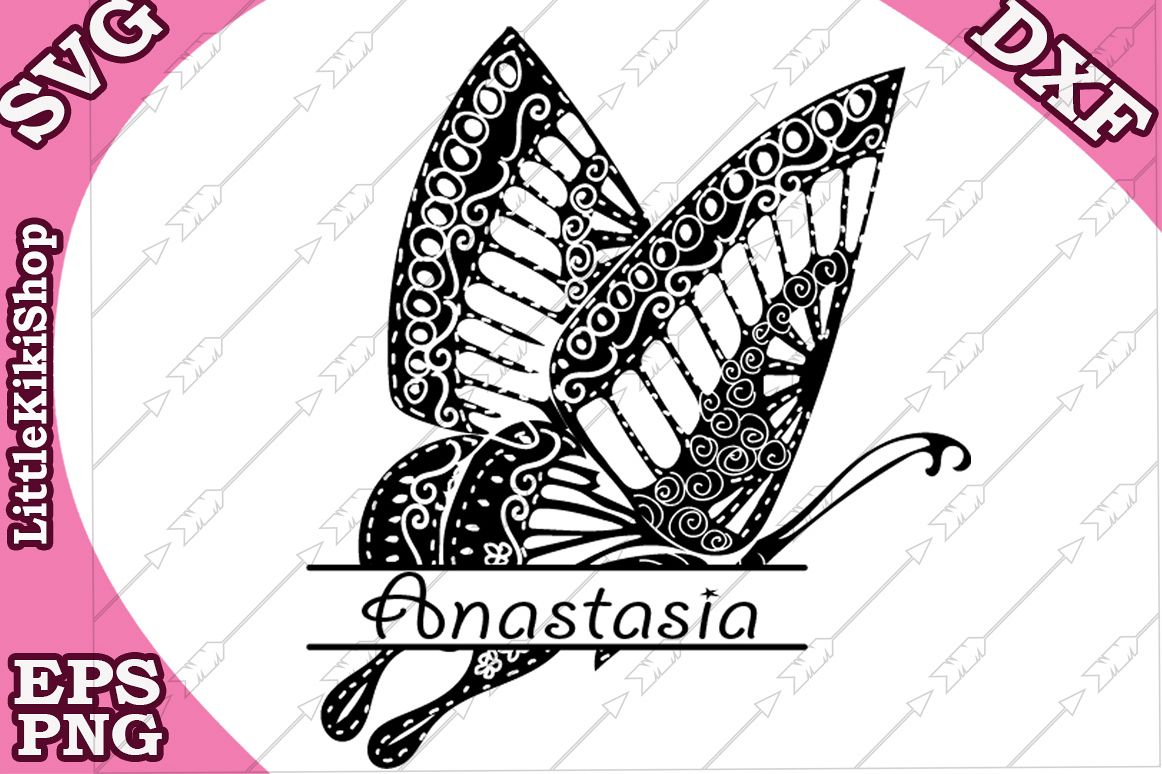 Zentangle Butterfly Monogram Svg , Mandala Butterfly Svg example image 1