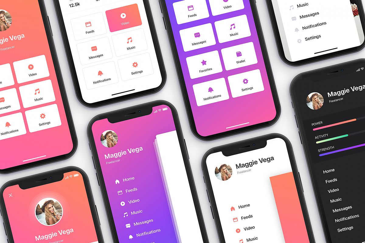 Menu Mobile UI Kit for iPhone X 49628 Web Elements 