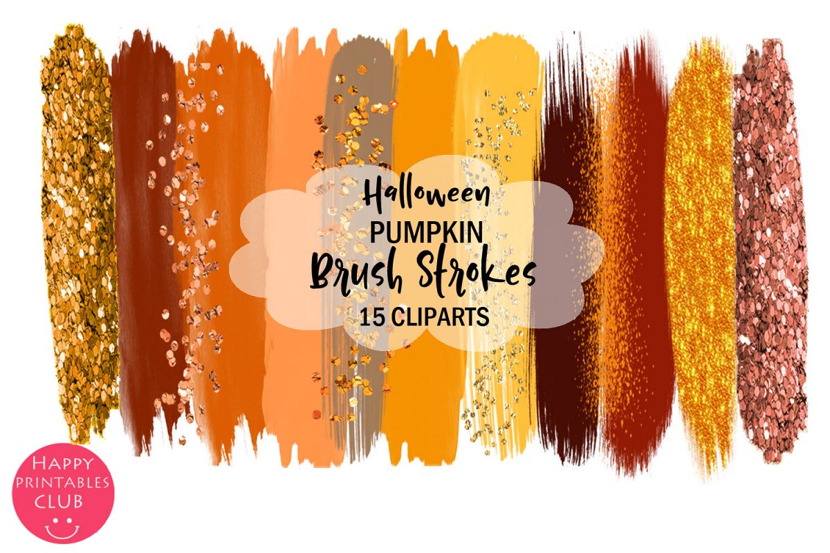 Halloween Pumpkin Brush Strokes Clipart- Brush Strokes example image 1