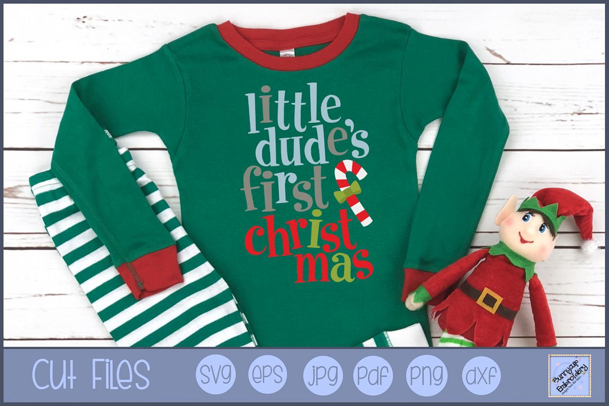 Little Dude's First Christmas - SVG, Clipart, Printable example image 1