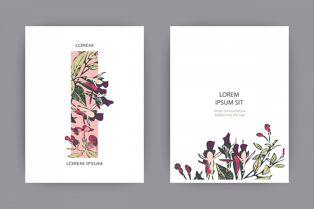 Fuchsia flowers templates for card, invitation, wedding example image 1