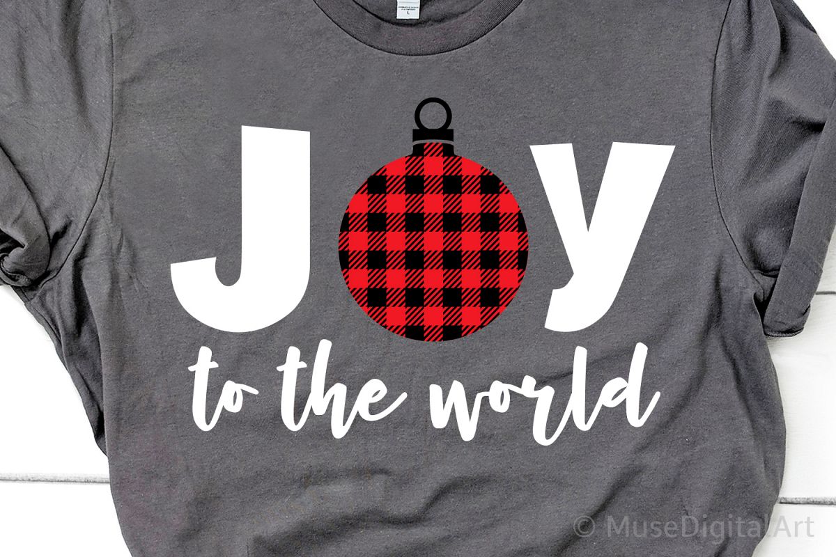 Joy to the World Svg, Christmas Svg, Buffalo Plaid Svg, Joy example image 1