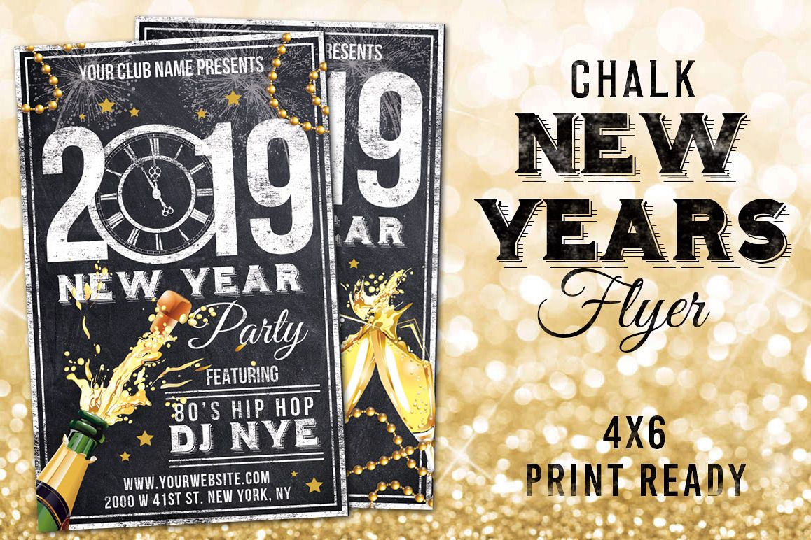 Chalk New Years Eve Flyer example image 1