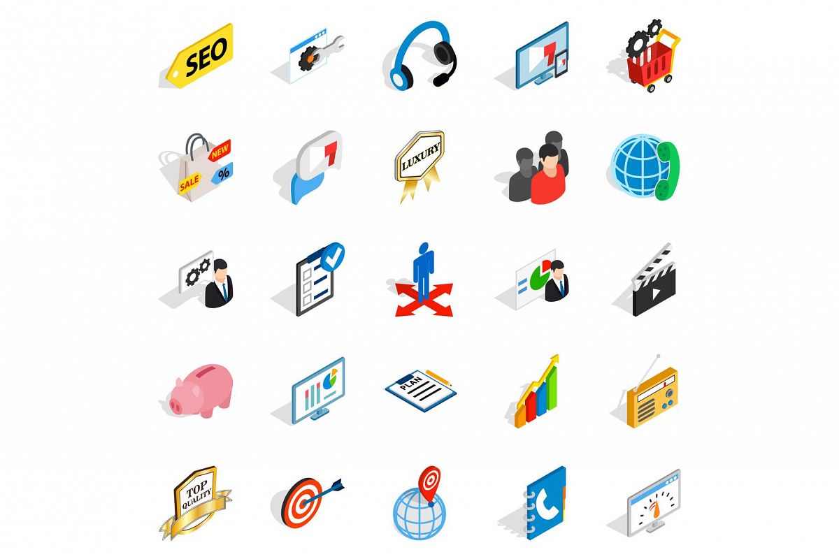 Phone call icons set, isometric style example image 1