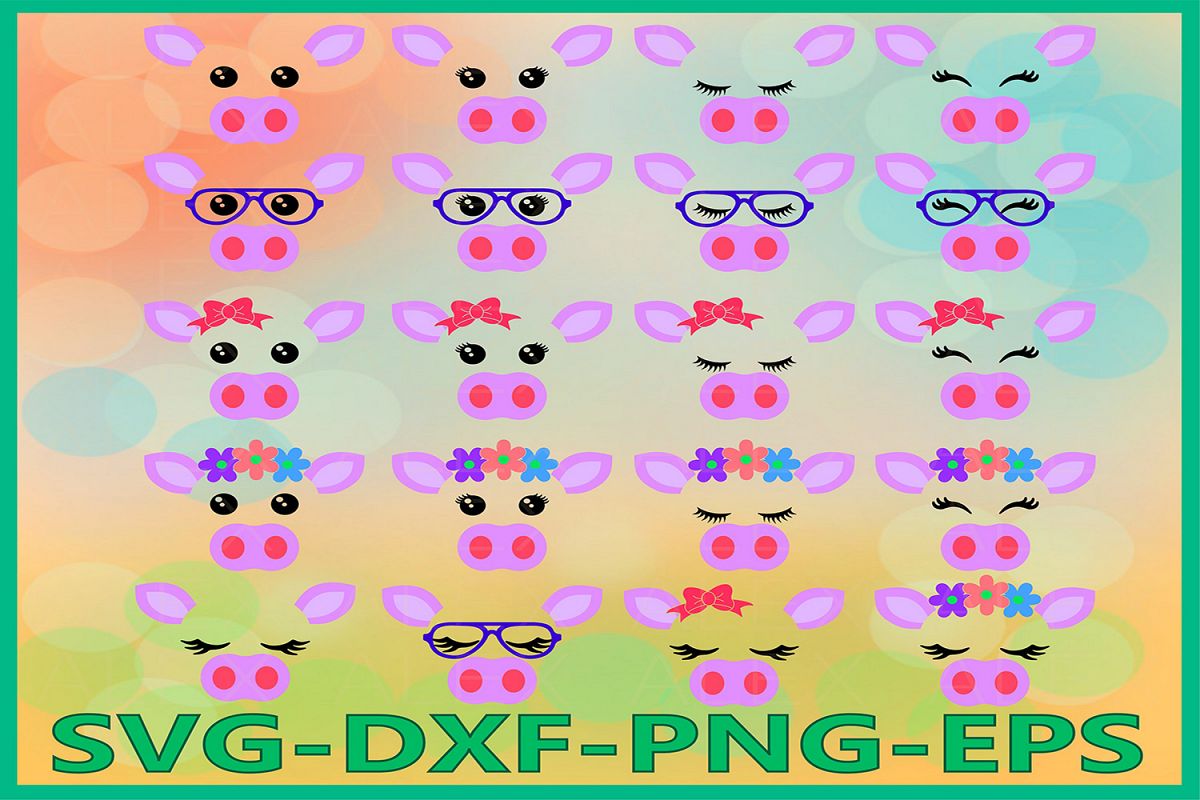 Pig Svg Files, Pig Head Svg, Pig in Sunglasses Svg, Pig face example image 1