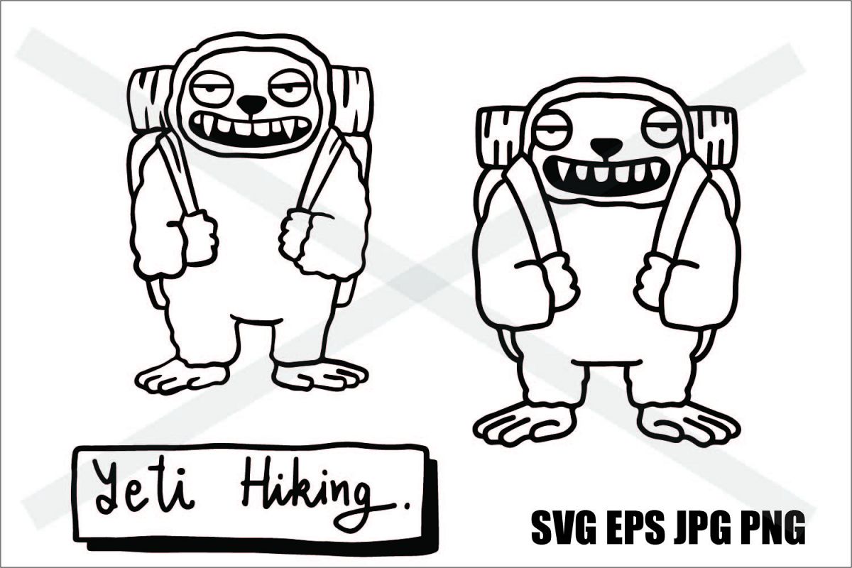 Snowman - Yeti Go Hiking - SVG/EPS/JPG/PNG example image 1