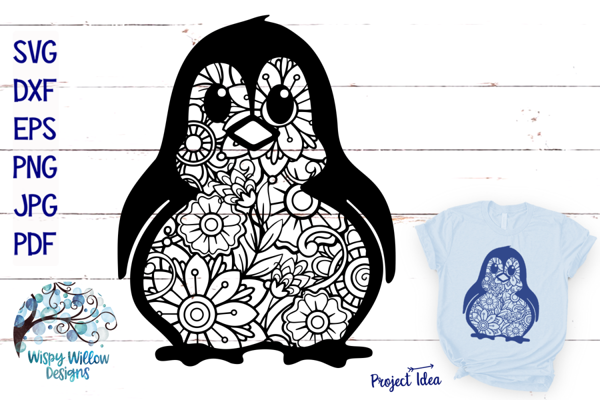 Penguin Zentangle SVG | Animal Mandala SVG Cut File