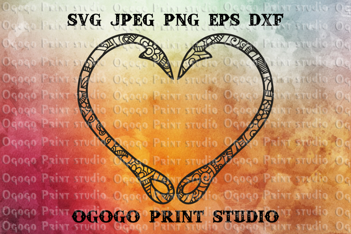 Mandala style Fishing SVG, Zentangle SVG, Heart svg, Hooks example image 1