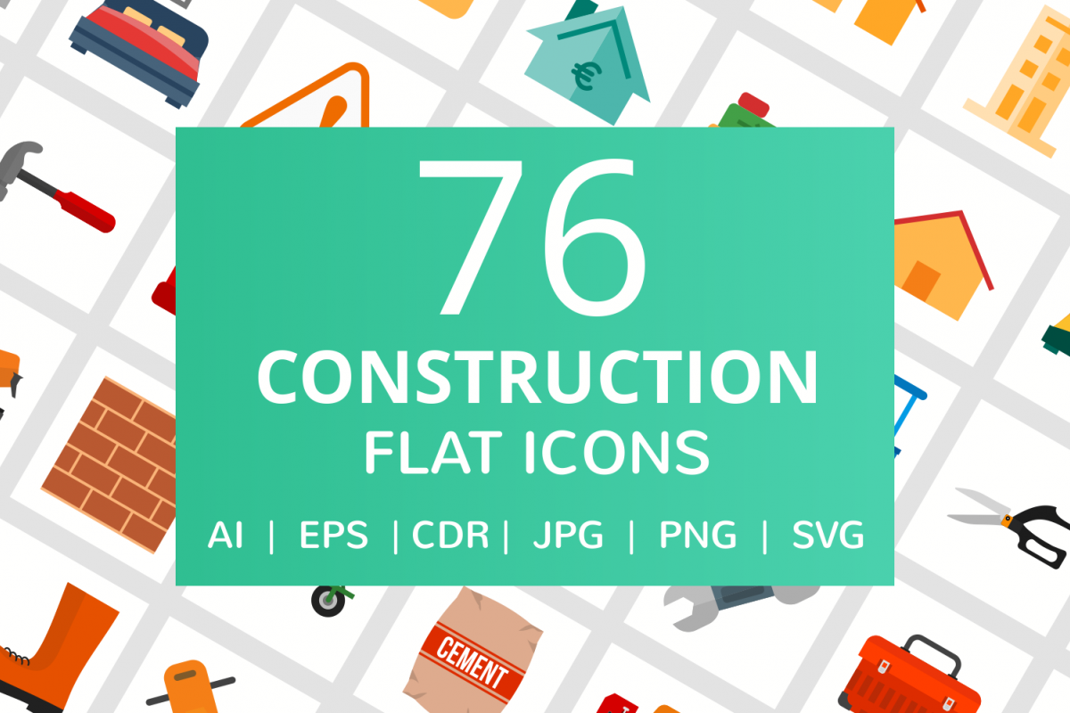 76 Construction Flat Icons example image 1