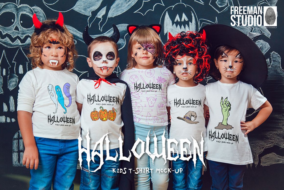 Halloween Kids T-Shirt Mock-Up example image 1
