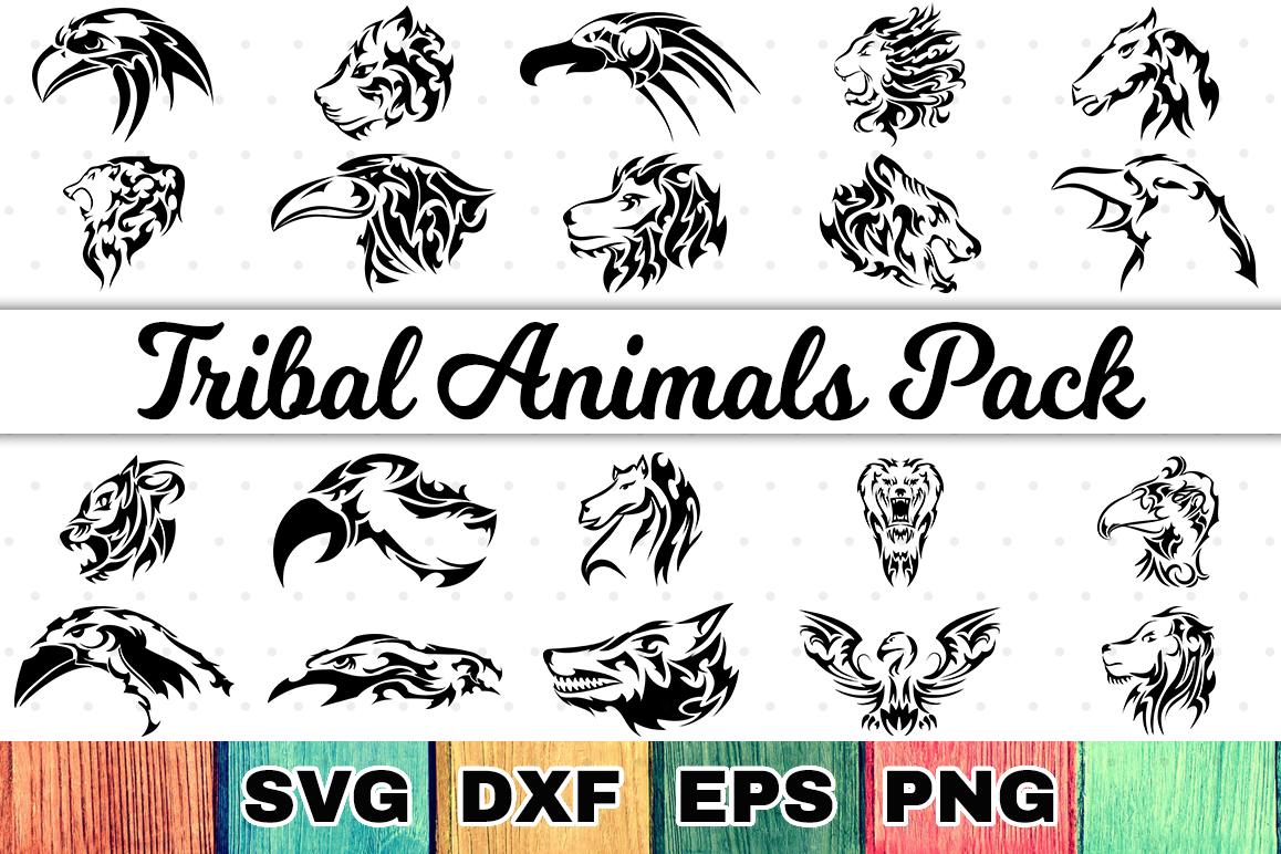 Tribal Animals SVG Cut Files Bundle example image 1