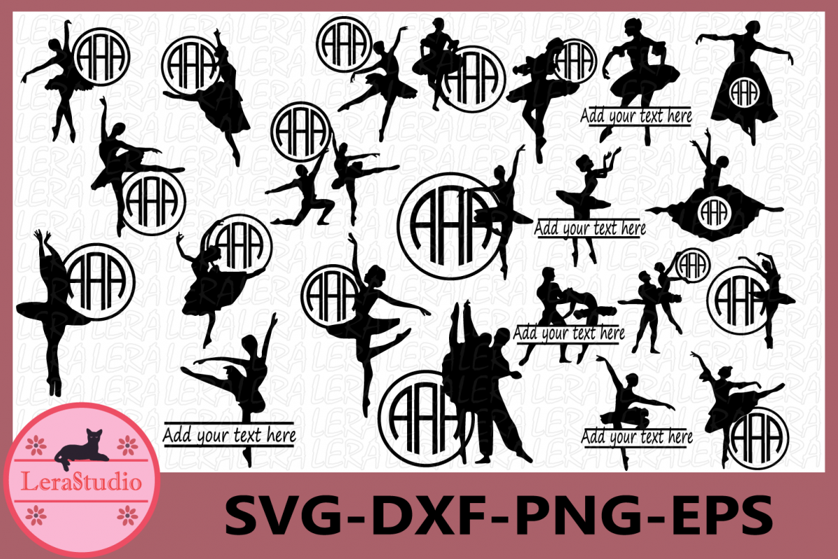 Ballet Monogram Frames SVG, Ballerina SVG, Ballet Dancer example image 1