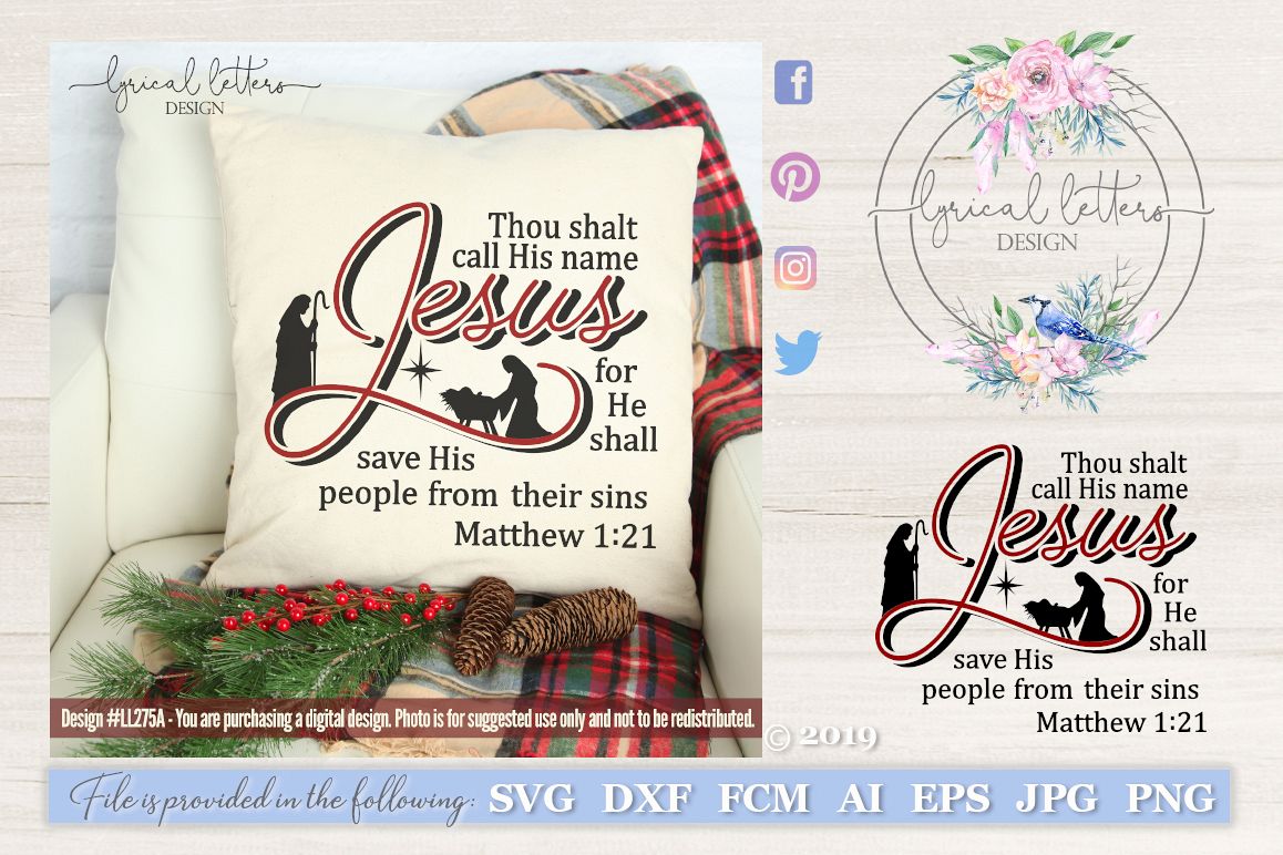 Thou Shalt Call His Name Jesus Christmas Nativity SVG LL275A example image 1