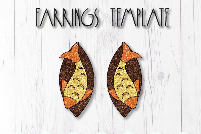 Fish earrings template SVG, DIY earrings template example image 1