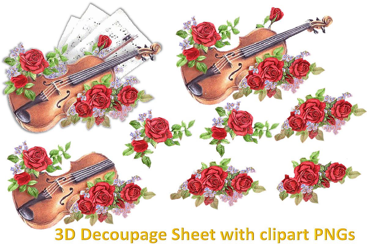 Floral Decoupage sheet or collage sheet. Printable and PNGs example image 1