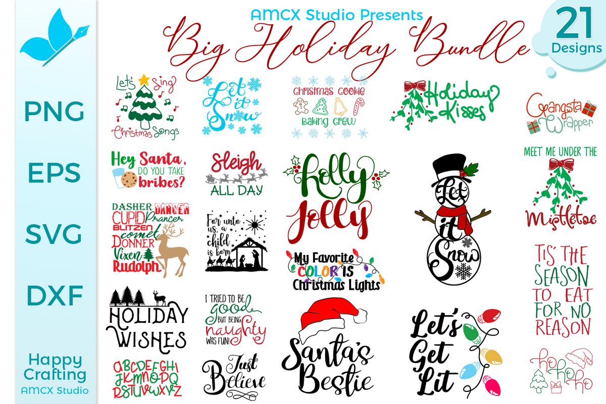 Big Holiday Bundle - 21 Christmas Themed Designs example image 1