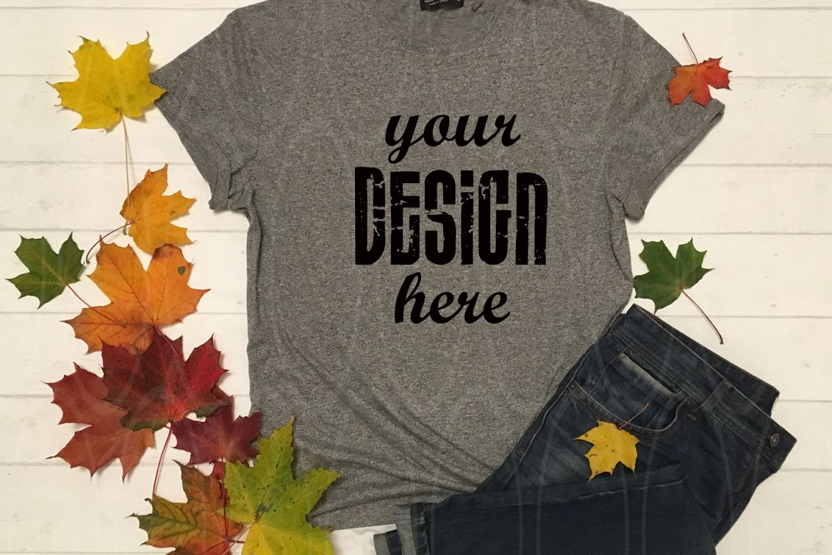 Unisex FLAT LAY T-Shirt Mockup Dark Gray shirt mock up example image 1