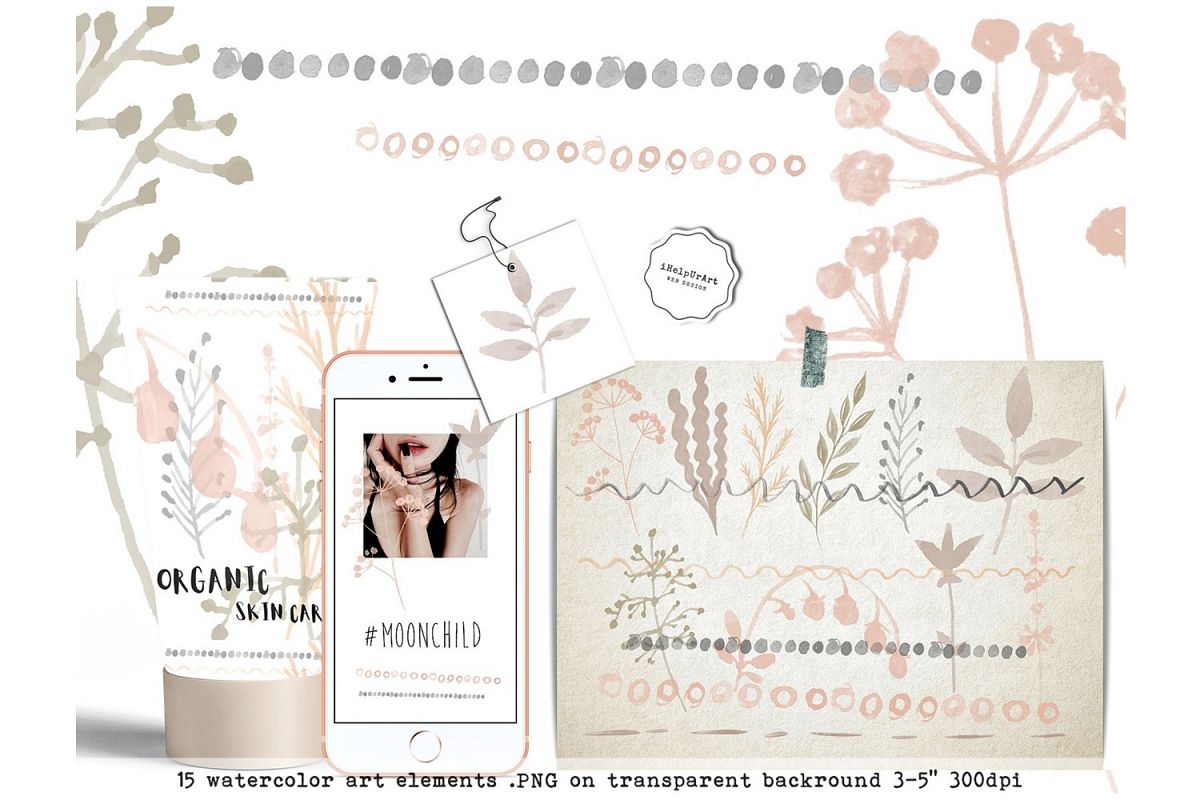 Watercolor Botanical Clipart example image 1